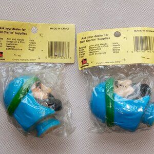 🎯 10 for $10 / 2 Vintage Crafting Wise Men Plastic Doll Heads Doll Craftin'